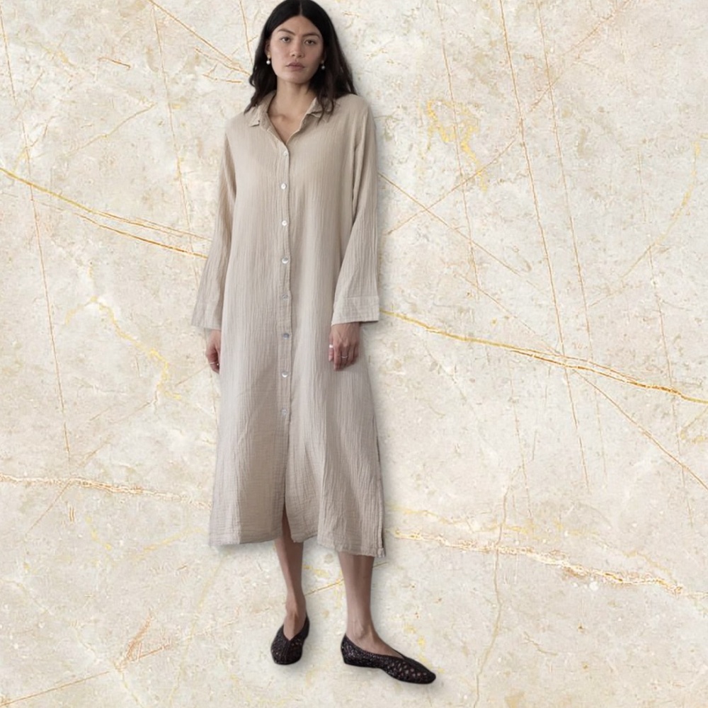 HONEST COTTON Shell Shirt , 100% Cotton, Women’s Maxi Dress.. One Size